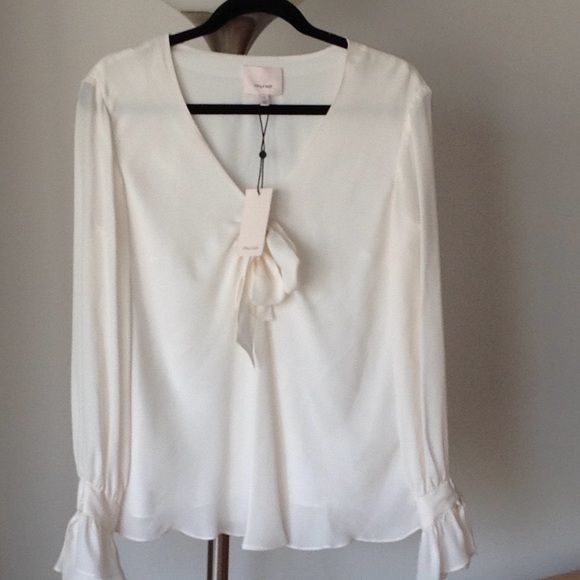 🍃🌸🍃cinq-a-sept -  "Emile" Ivory Silk Blouse - Picture 2 of 6
